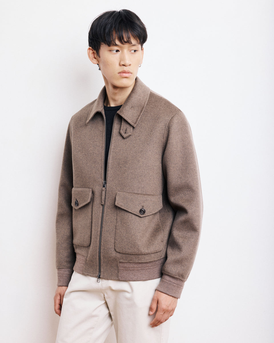 Herrenjacke aus doppelseitiger Wolle in Taupe Doug - Image principale