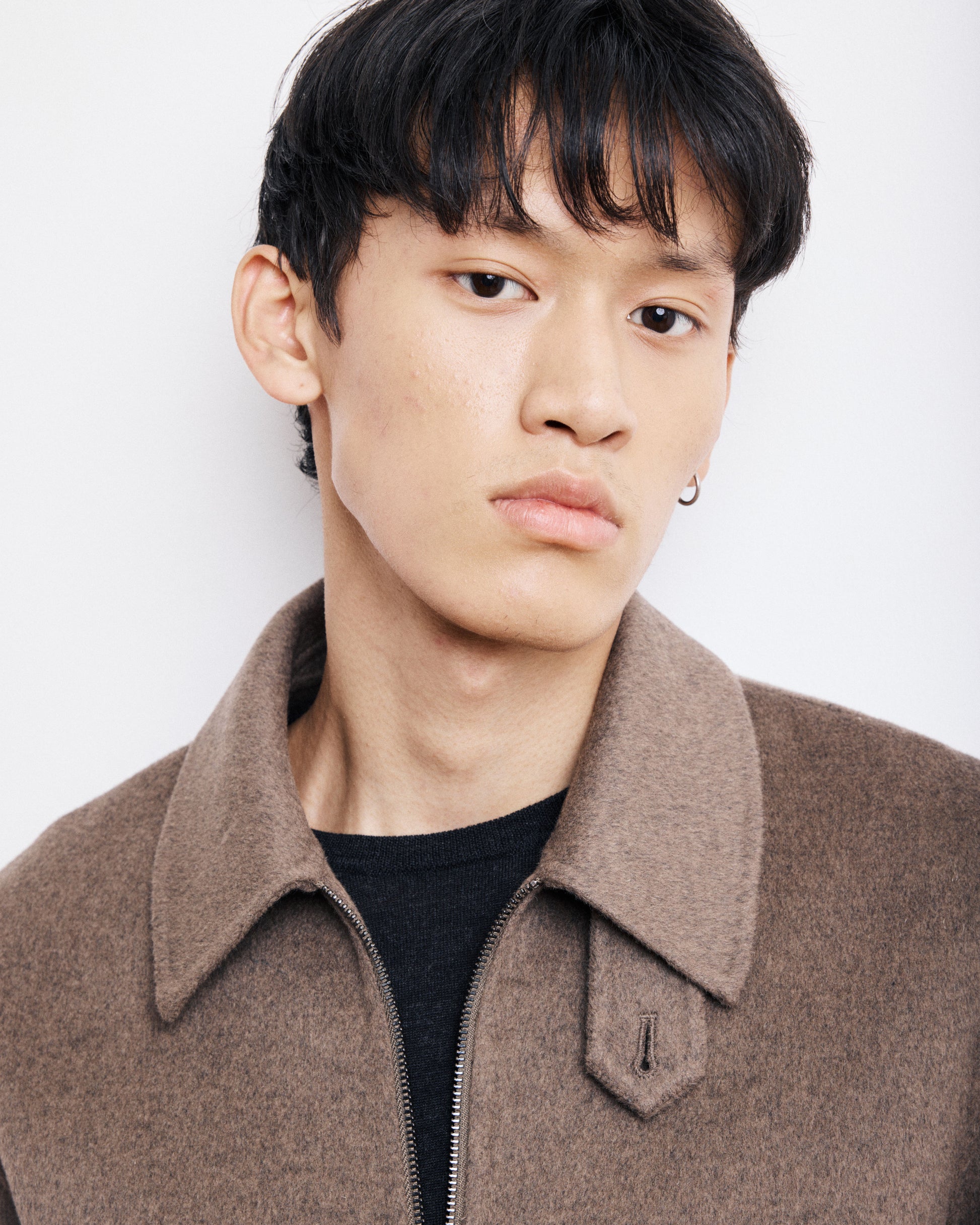 Blouson Homme en Laine Double Face Taupe Doug