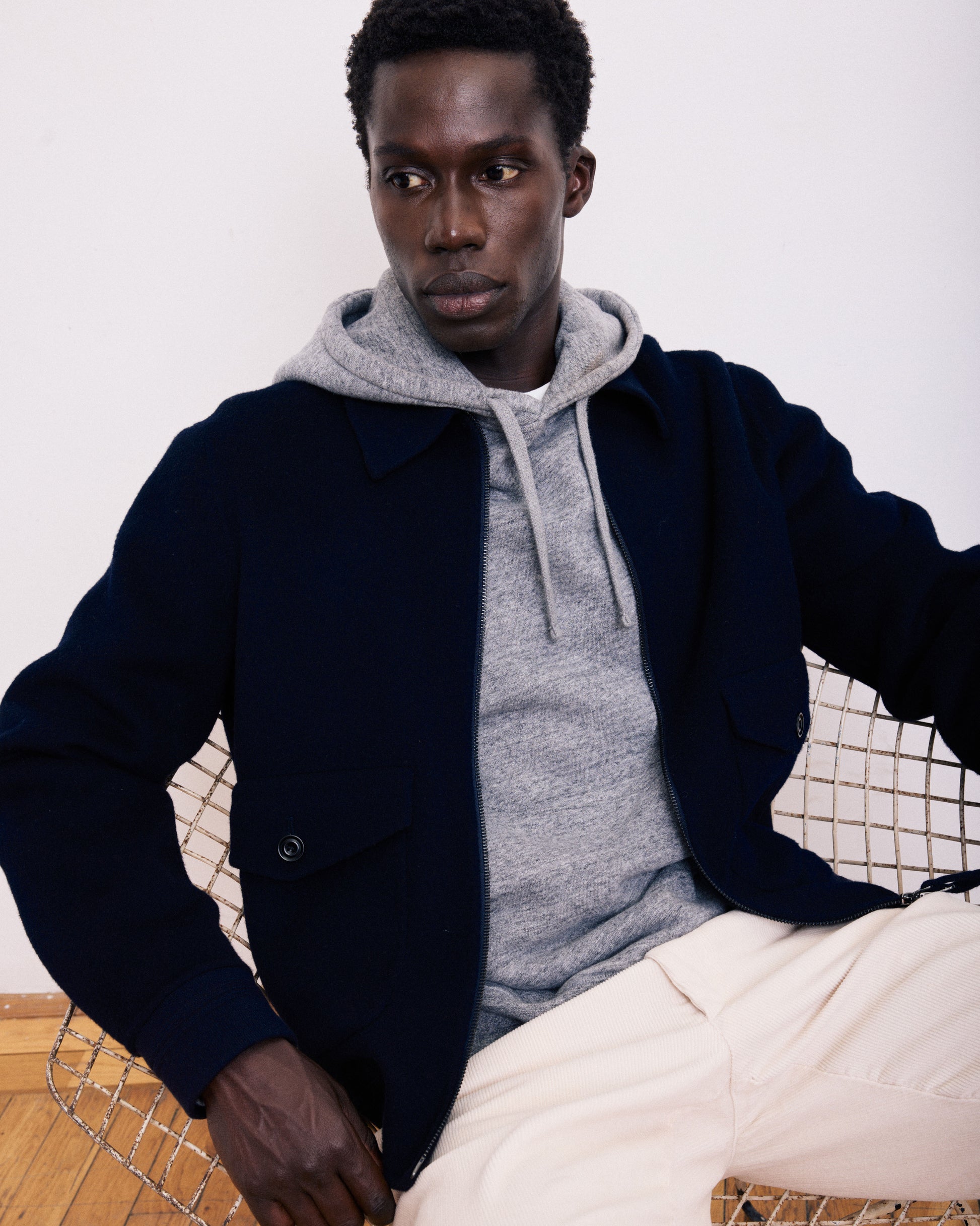 Blouson Homme en Laine Double Face Bleu Marine Doug
