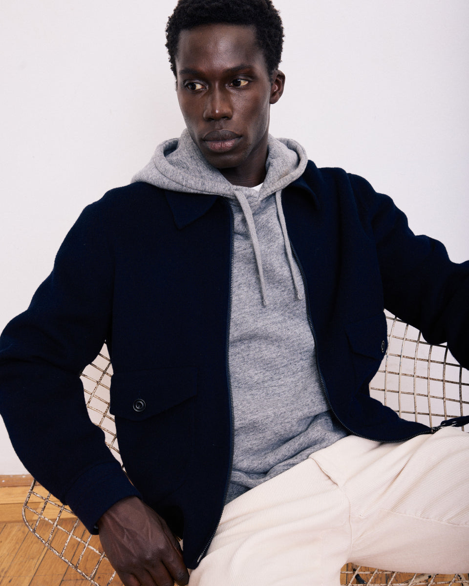 Chaqueta de hombre en Lana Doble Cara Azul Marino Doug - Image alternative