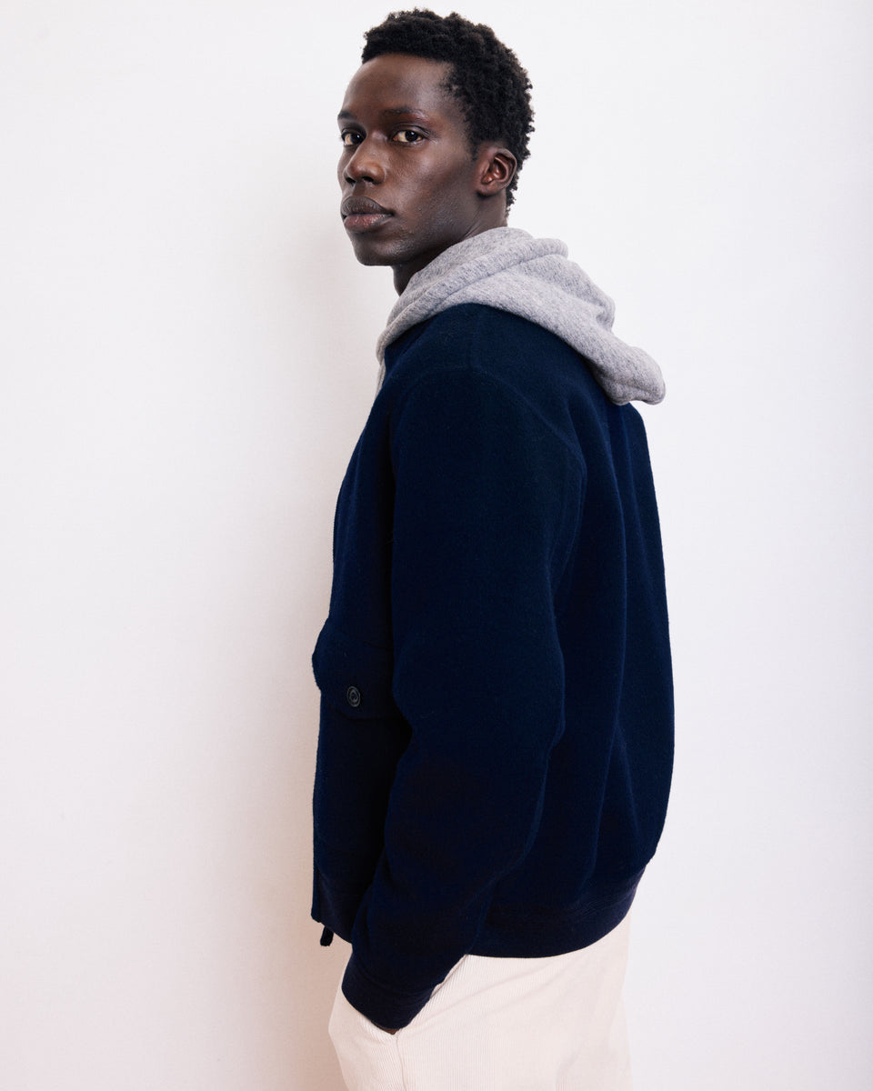 Blouson Homme en Laine Double Face Bleu Marine Doug - Image 3