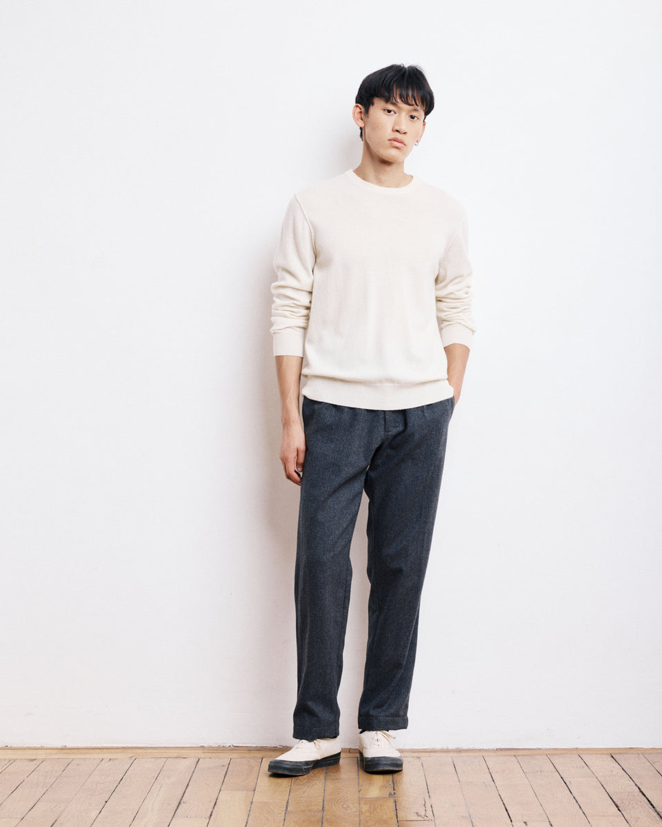 Pull Col Rond Homme en Laine & Cachemire Ecru - Image alternative