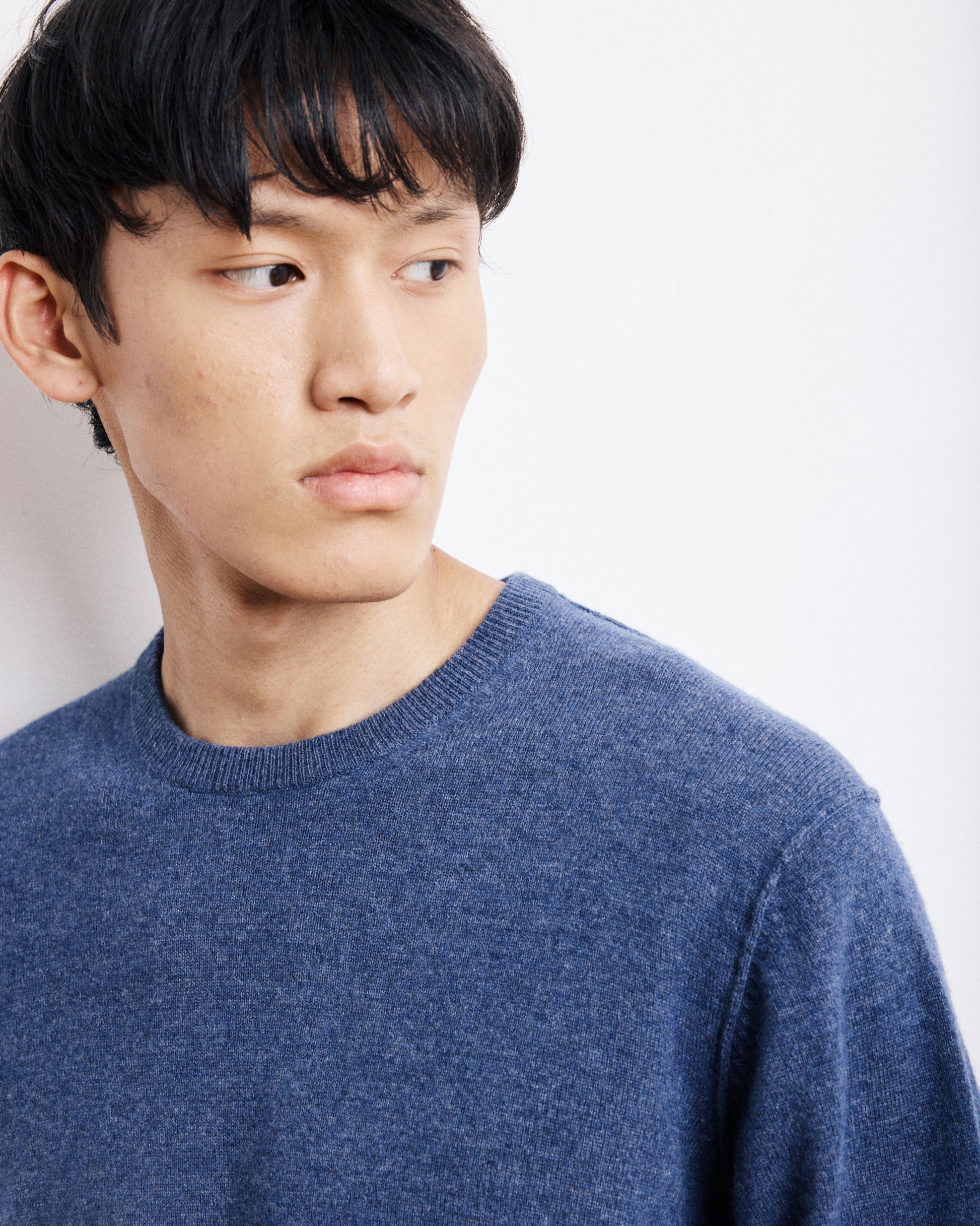 Pull Col Rond Homme en Laine & Cachemire Bleu Cobalt