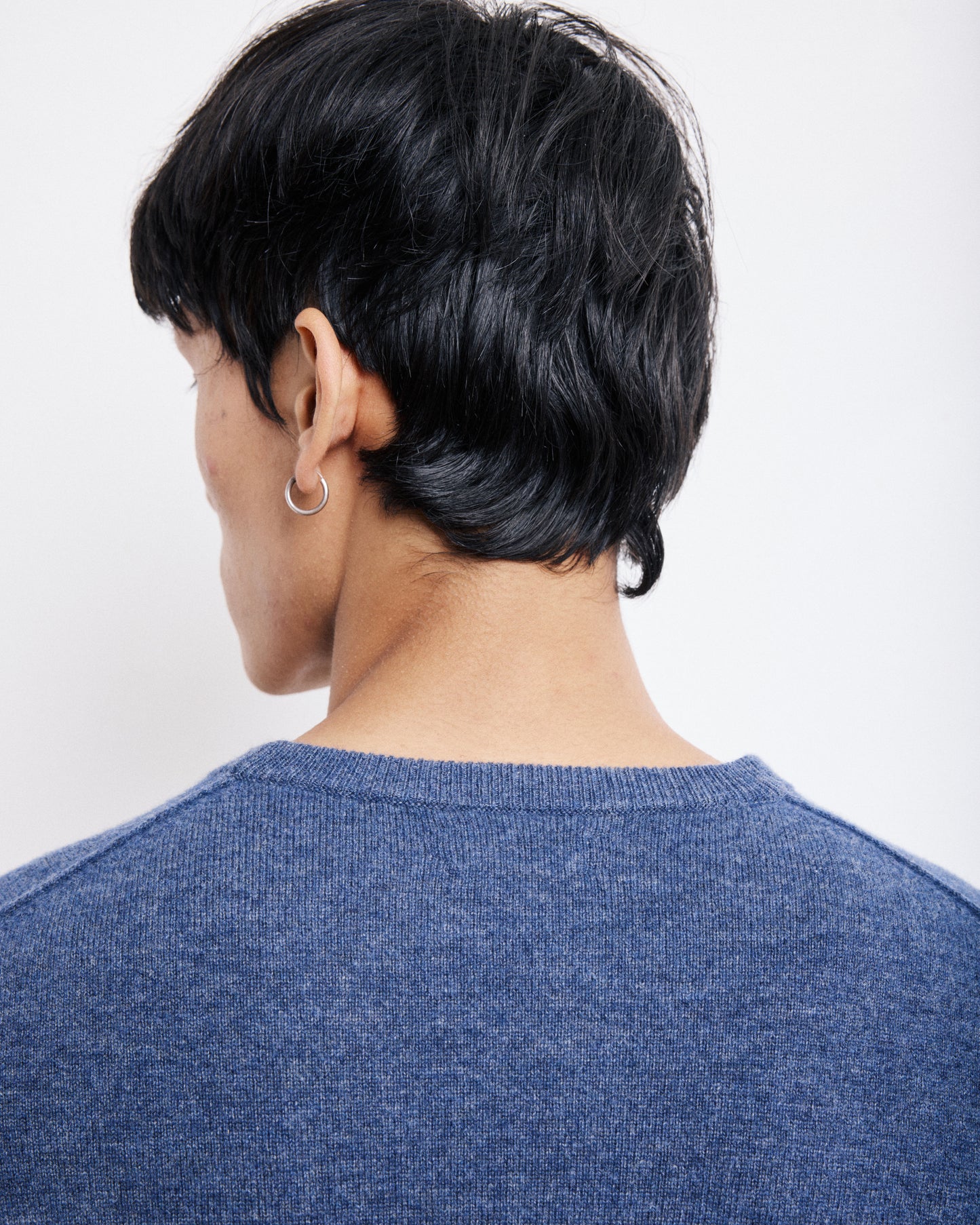 Pull Col Rond Homme en Laine & Cachemire Bleu Cobalt