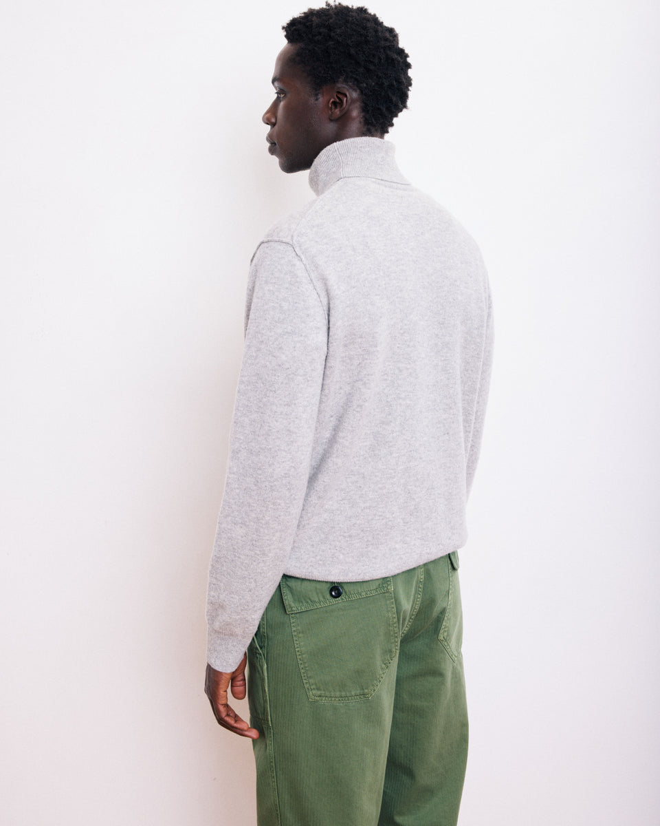 Jersey de cuello alto para hombre en Lana & Cachemira Gris brezo - Image alternative