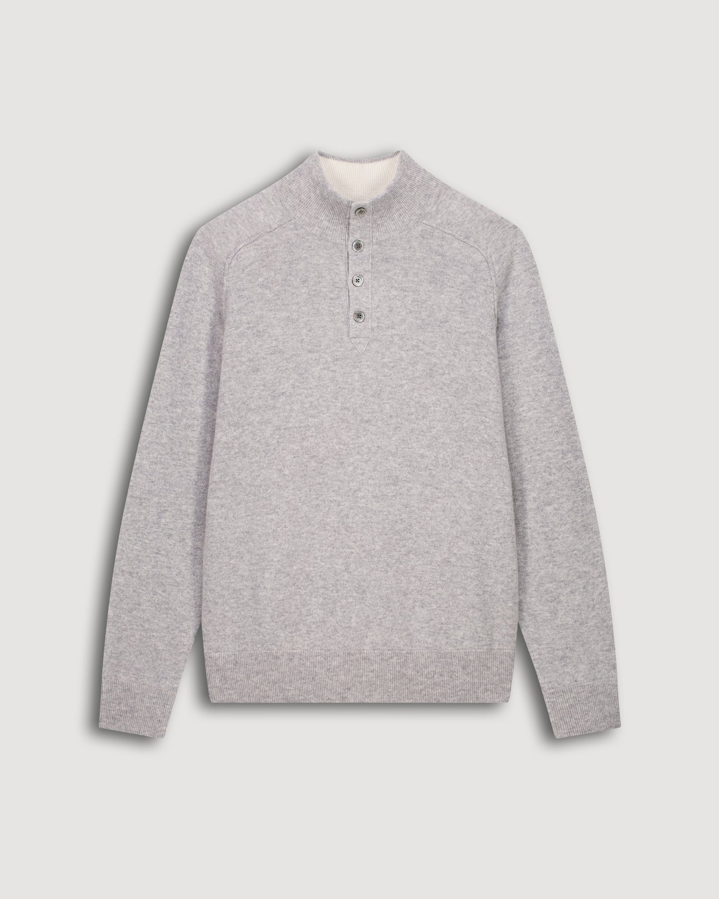 Pull Col Montant Homme en Laine & Cachemire Gris chiné