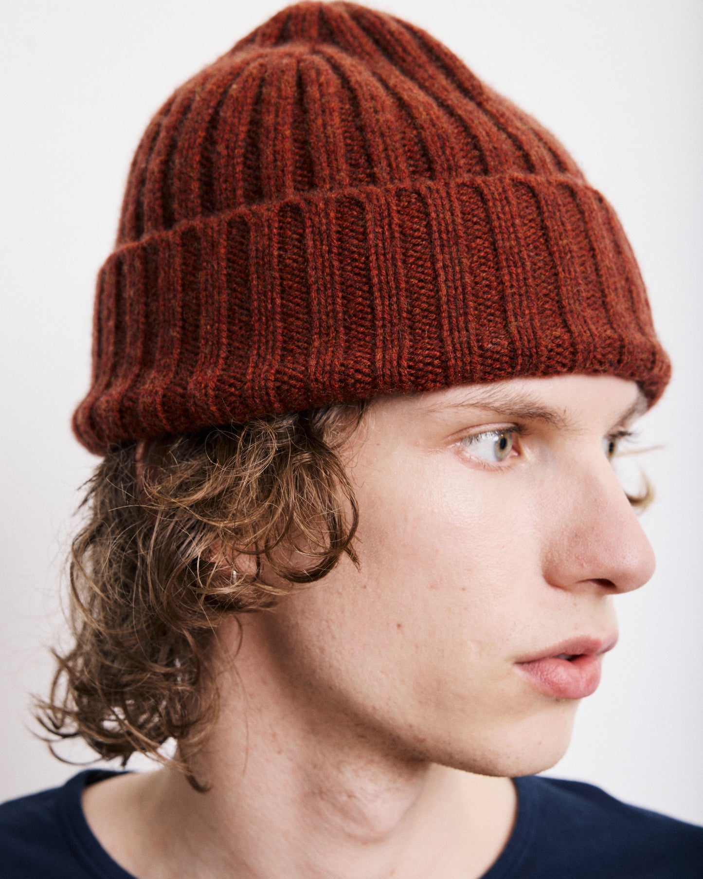 Bonnet Homme en Laine & Cachemire Rouge