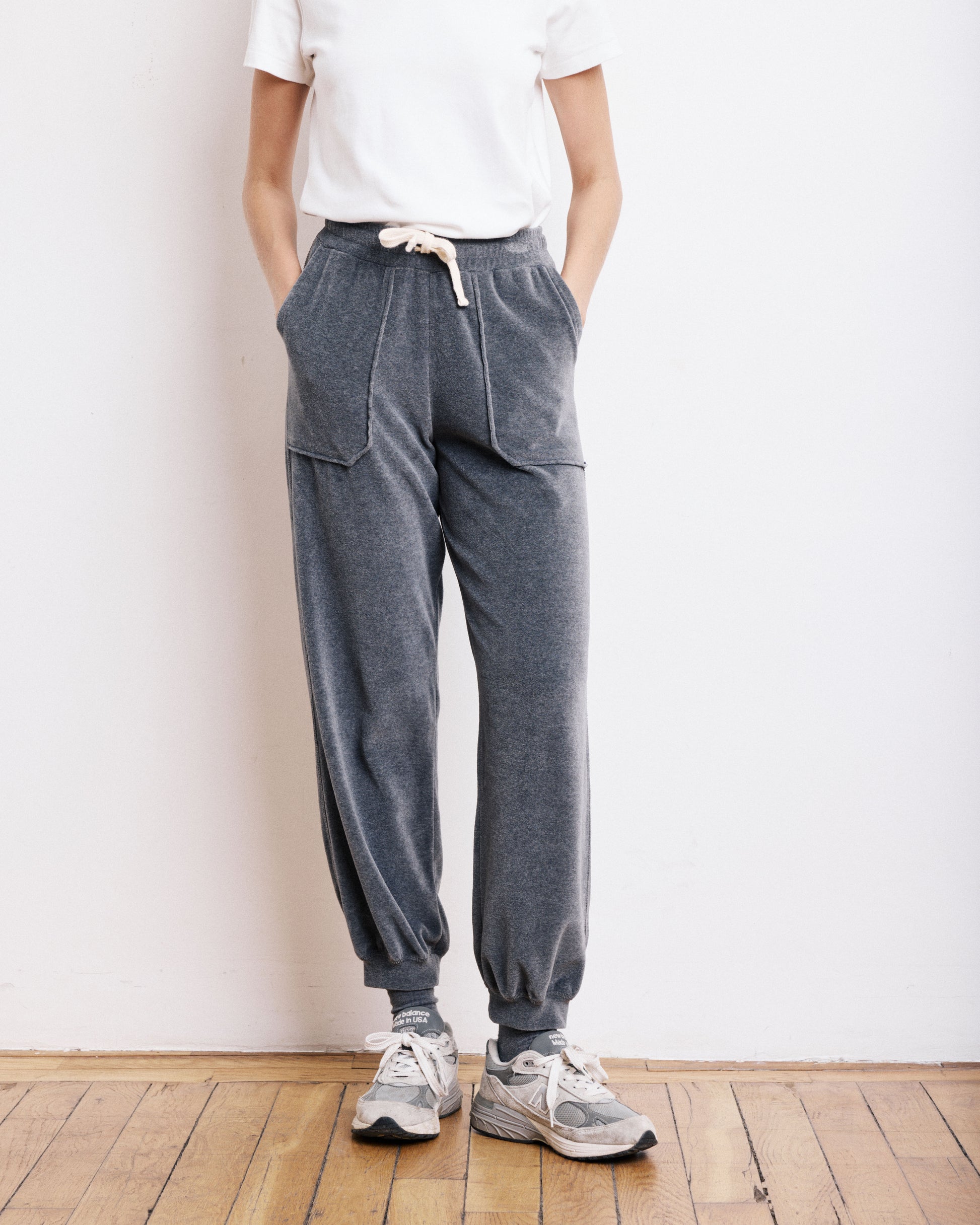 Pantalon Femme en Molleton Gris Anthracite Tino