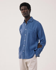 Chemise Homme en Lin Bleu Denim Paul