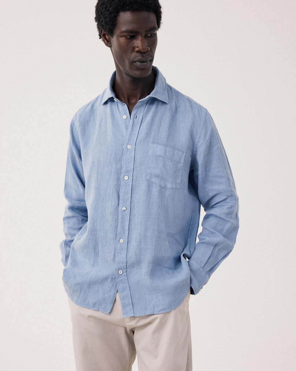 Chemise Homme en Lin Bleu Clair Paul - Image principale