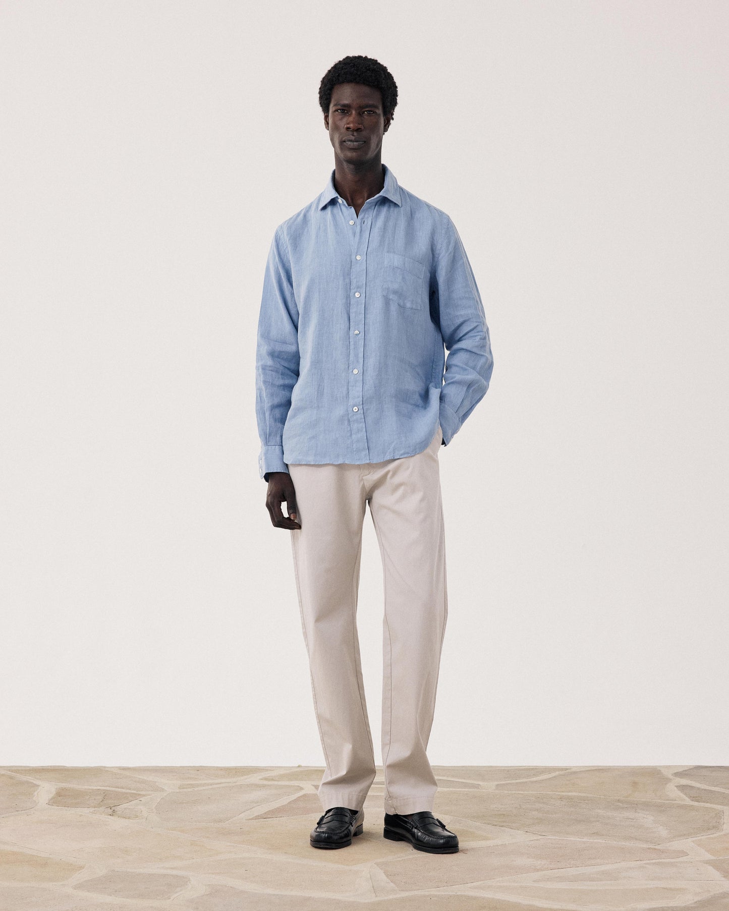 Paul Light Blue Linen Men's Shirt BF01001-64
