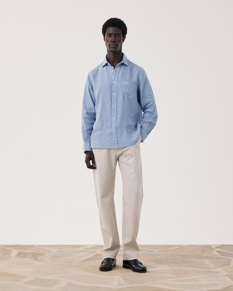Chemise Homme en Lin Bleu Clair Paul - Image alternative
