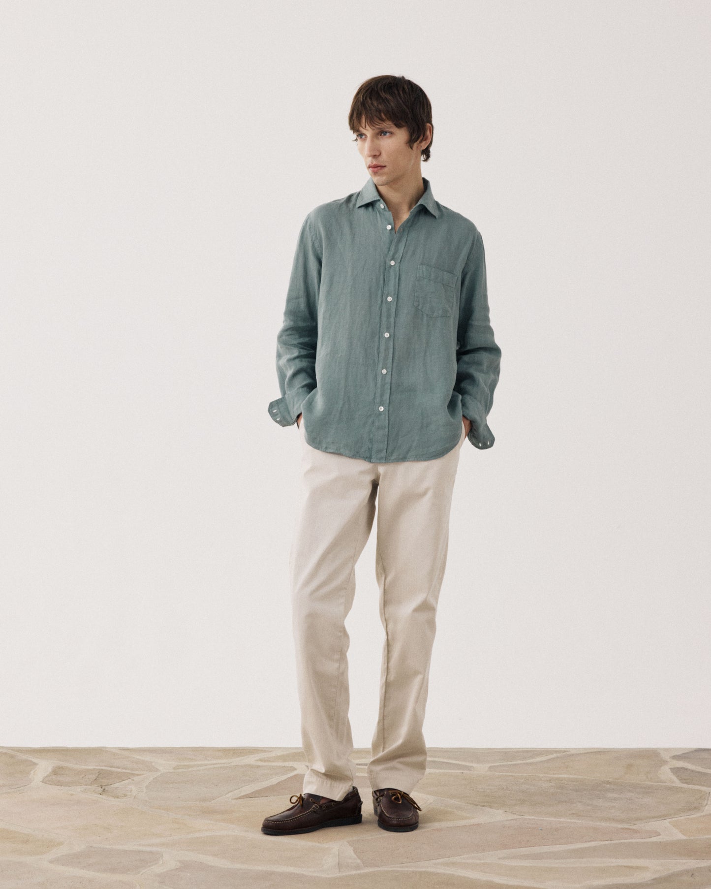 Chemise Homme en Lin Vert Cactus Paul