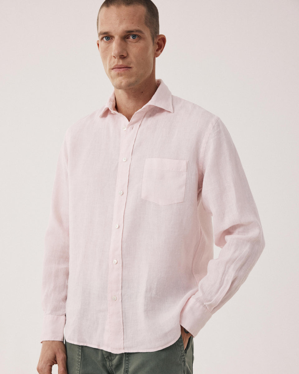 Chemise Homme en Lin Rose Pâle Paul - Image principale