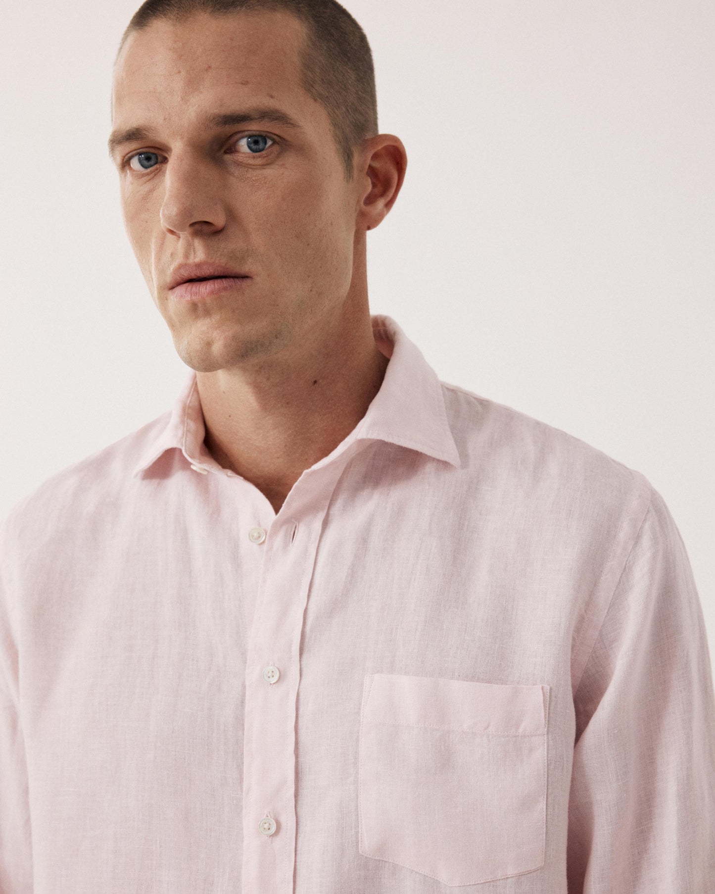 Chemise Homme en Lin Rose Pâle Paul