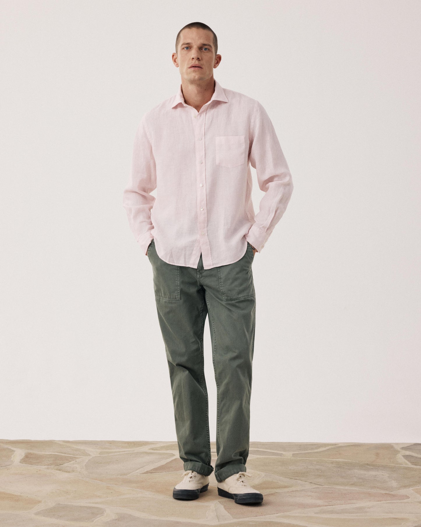 Chemise Homme en Lin Rose Pâle Paul