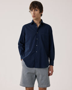 Chemise Homme en Voile de Coton Bleu Marine Paul