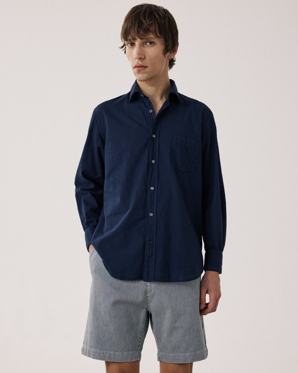 Chemise Homme en Voile de Coton Bleu Marine Paul - Image principale
