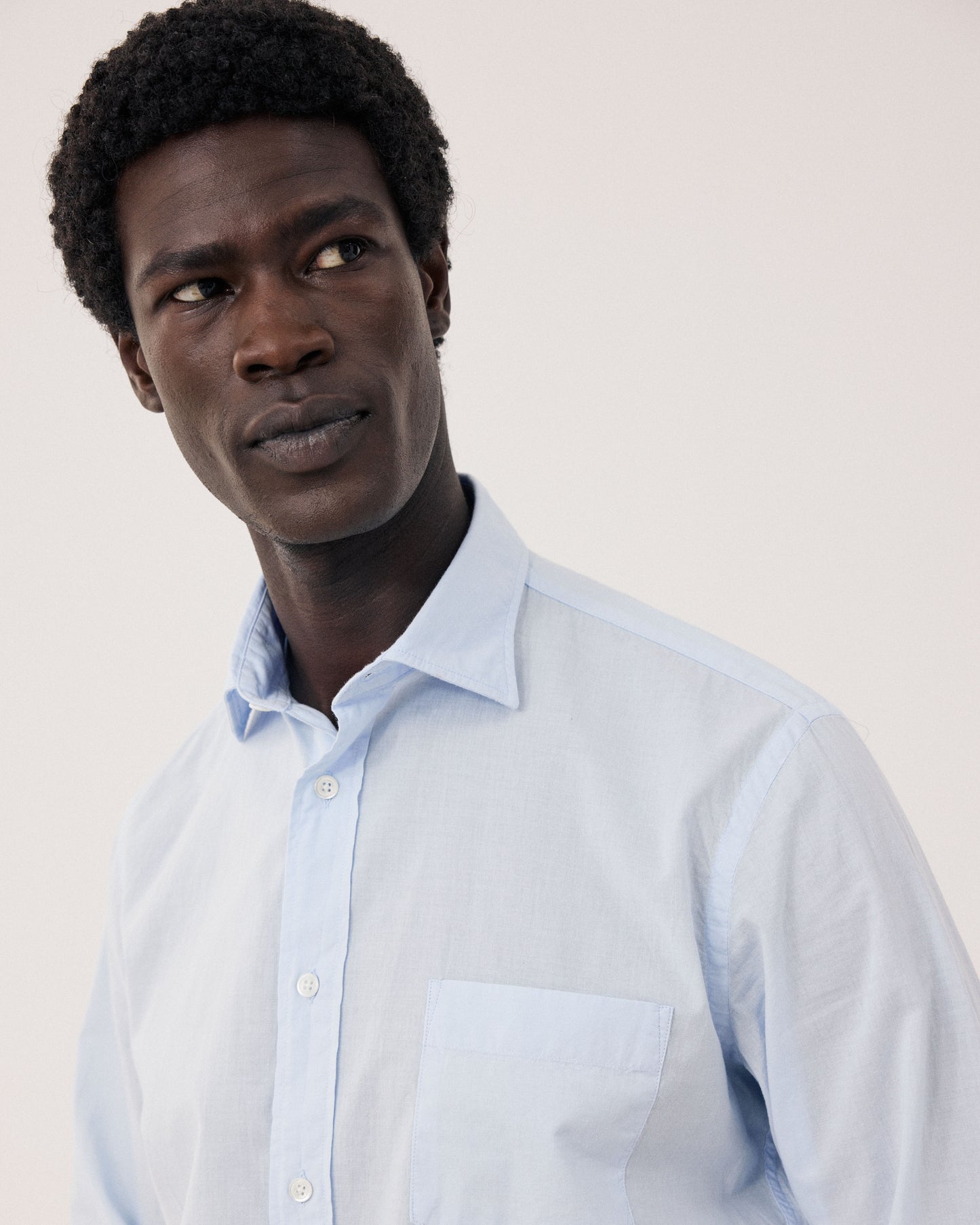 Camicia Uomo Voile Di Cotone Bleu Ciel Paul