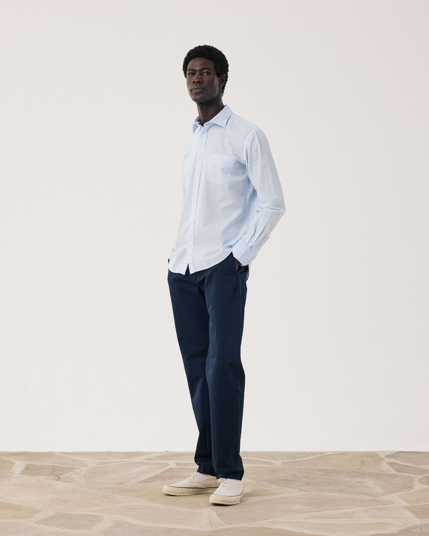 Camicia Uomo Voile Di Cotone Bleu Ciel Paul