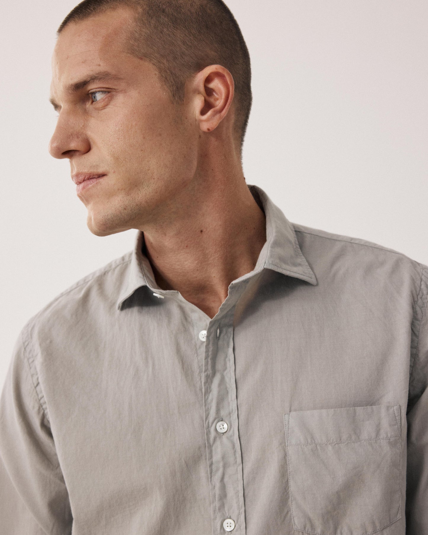 Chemise Homme en Voile de Coton Vert Sauge Paul