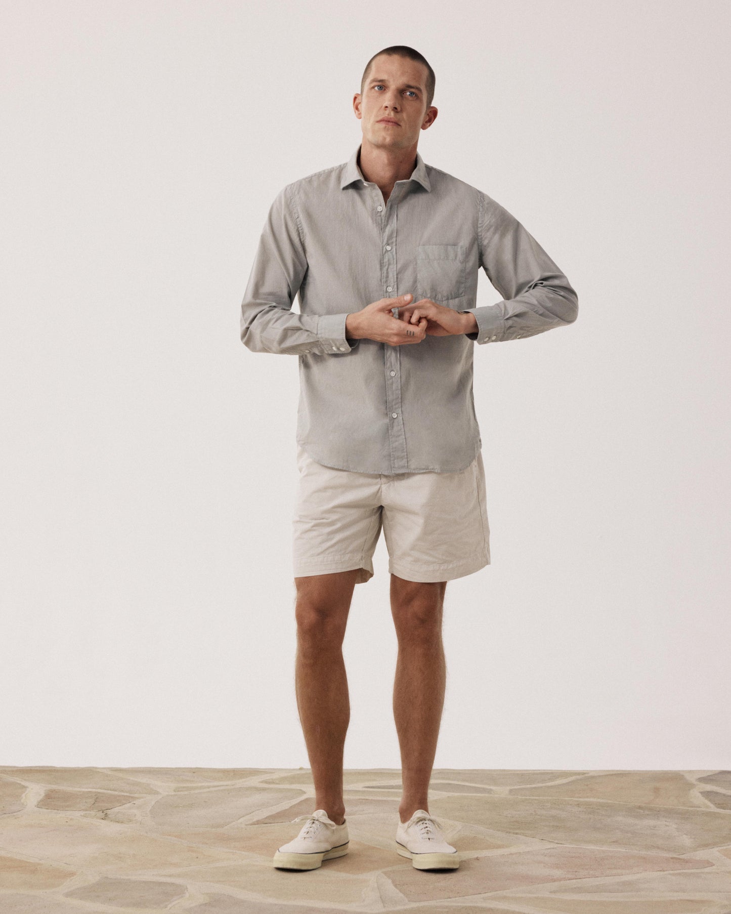 Chemise Homme en Voile de Coton Vert Sauge Paul