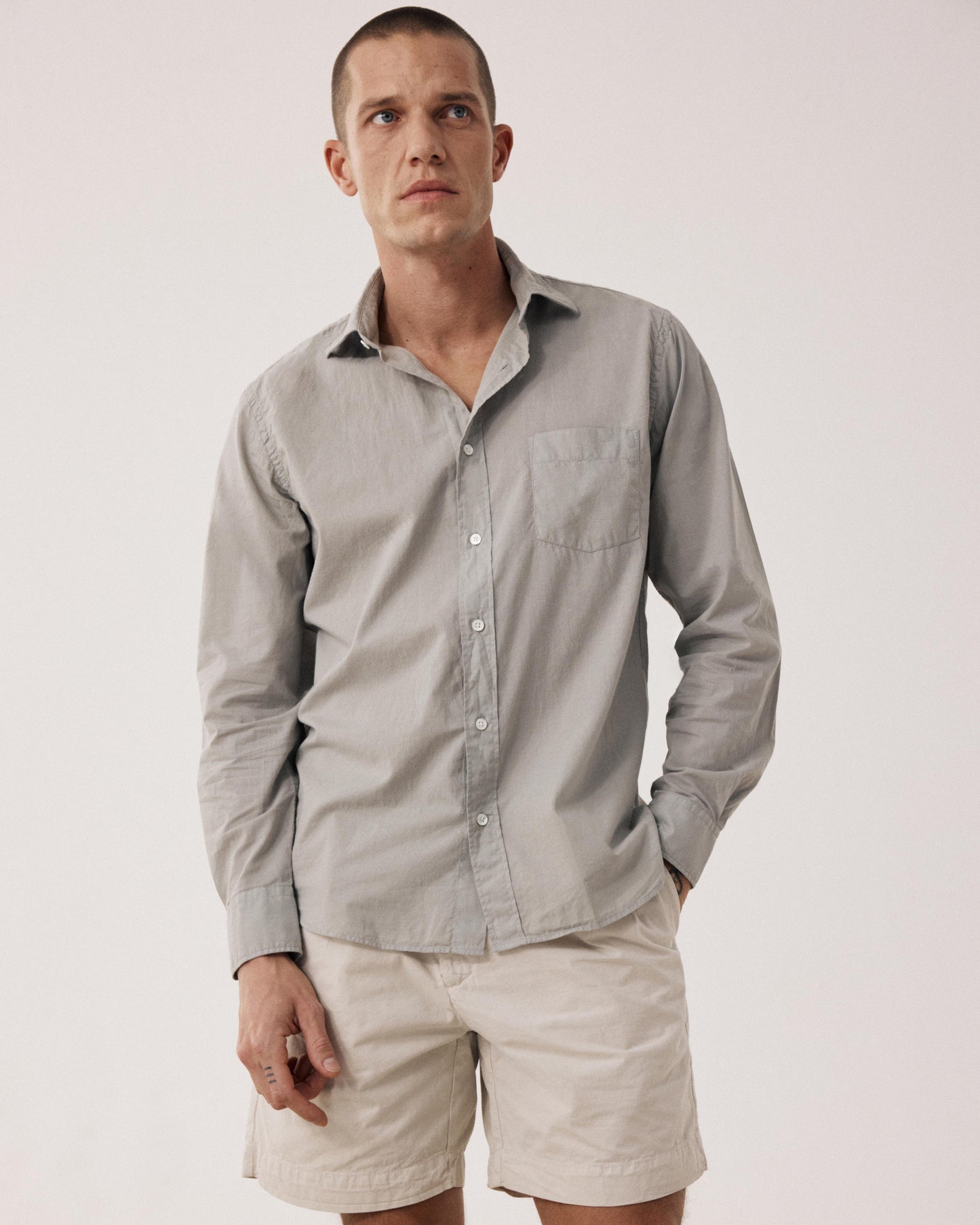 Chemise Homme en Voile de Coton Vert Sauge Paul