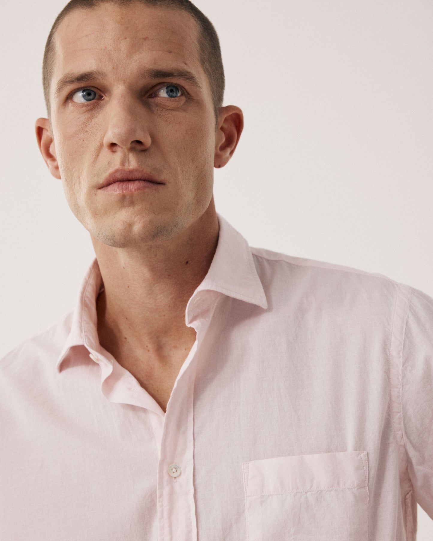 Chemise Homme en Voile de Coton Rose Pâle Paul