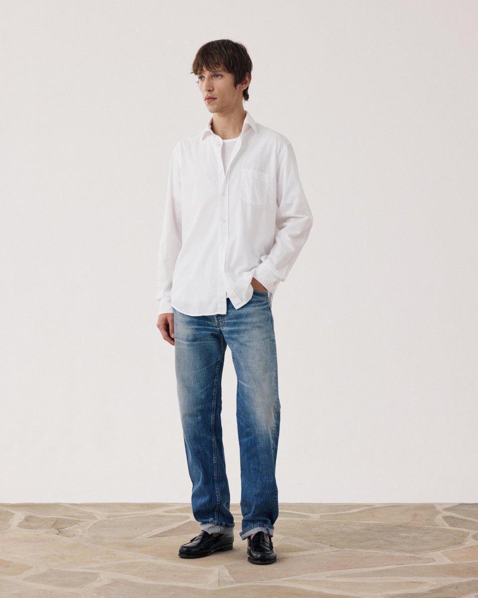 Chemise Homme en Gabardine de Coton Blanc Paul - Image alternative