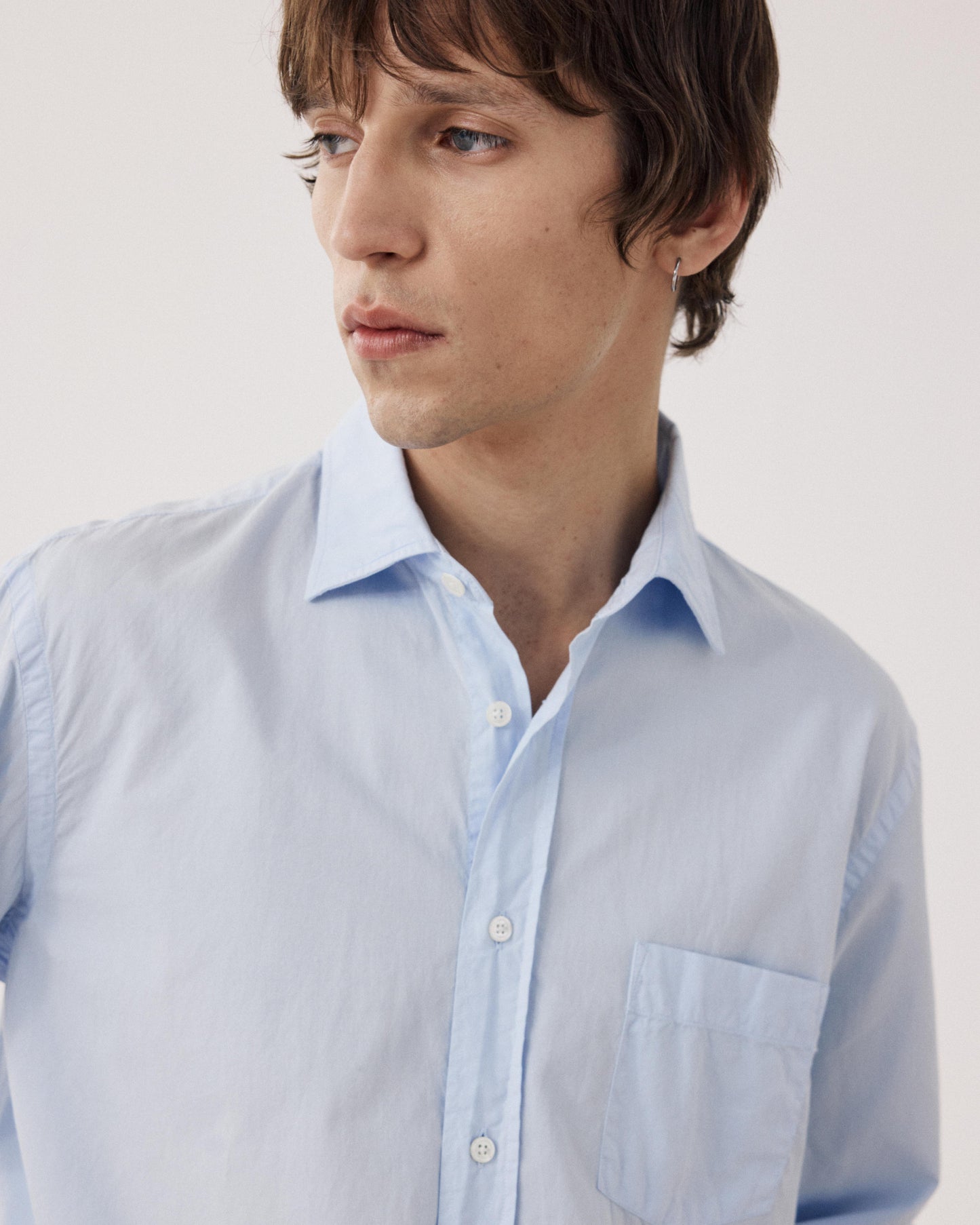 Herrenhemd aus himmelblauer Baumwoll-Gabardine Paul