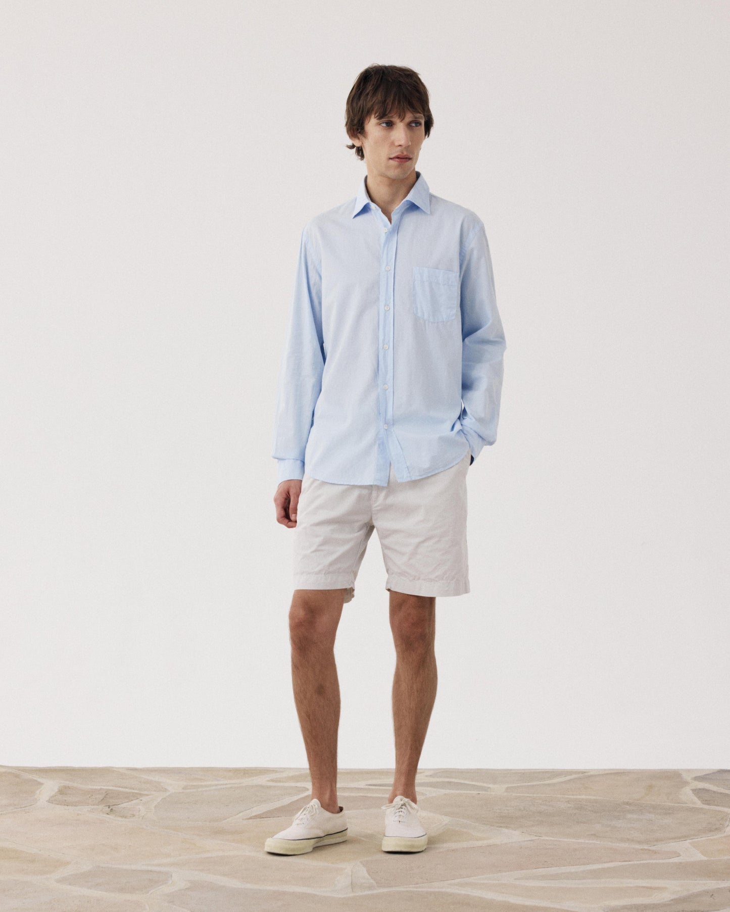 Herrenhemd aus himmelblauer Baumwoll-Gabardine Paul