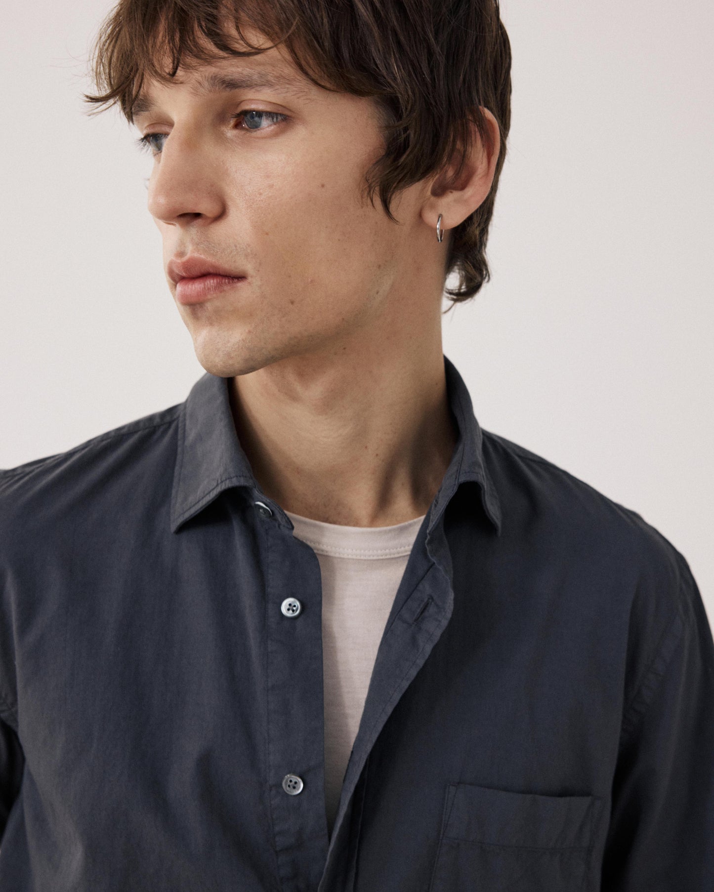 Chemise Homme en Gabardine de Coton Carbone Paul