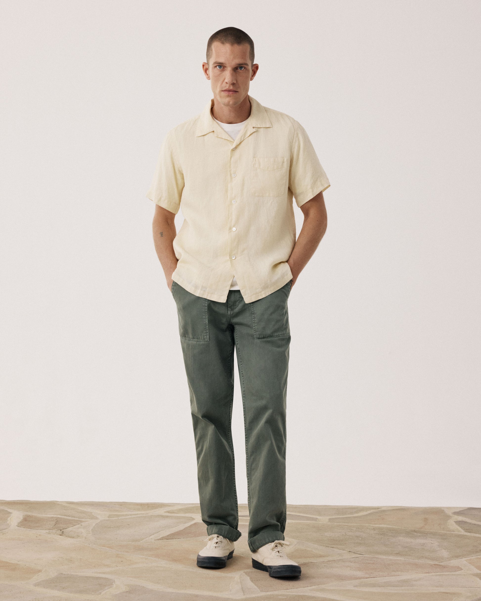 Camisa de hombre de lino vainilla Palmito BF04001-80