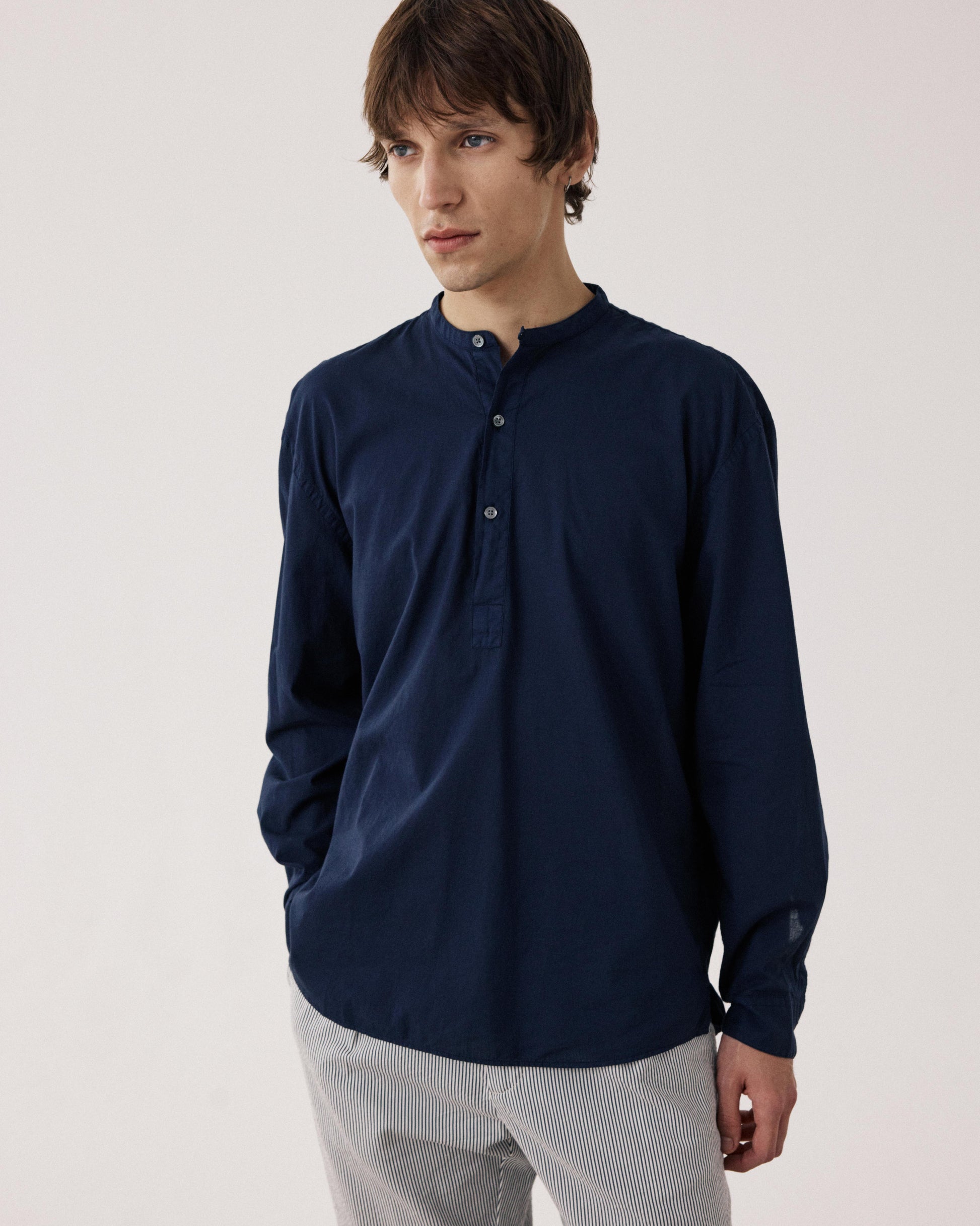 Men's Navy Blue Cotton Voile Shirt Faldo BF08002-59