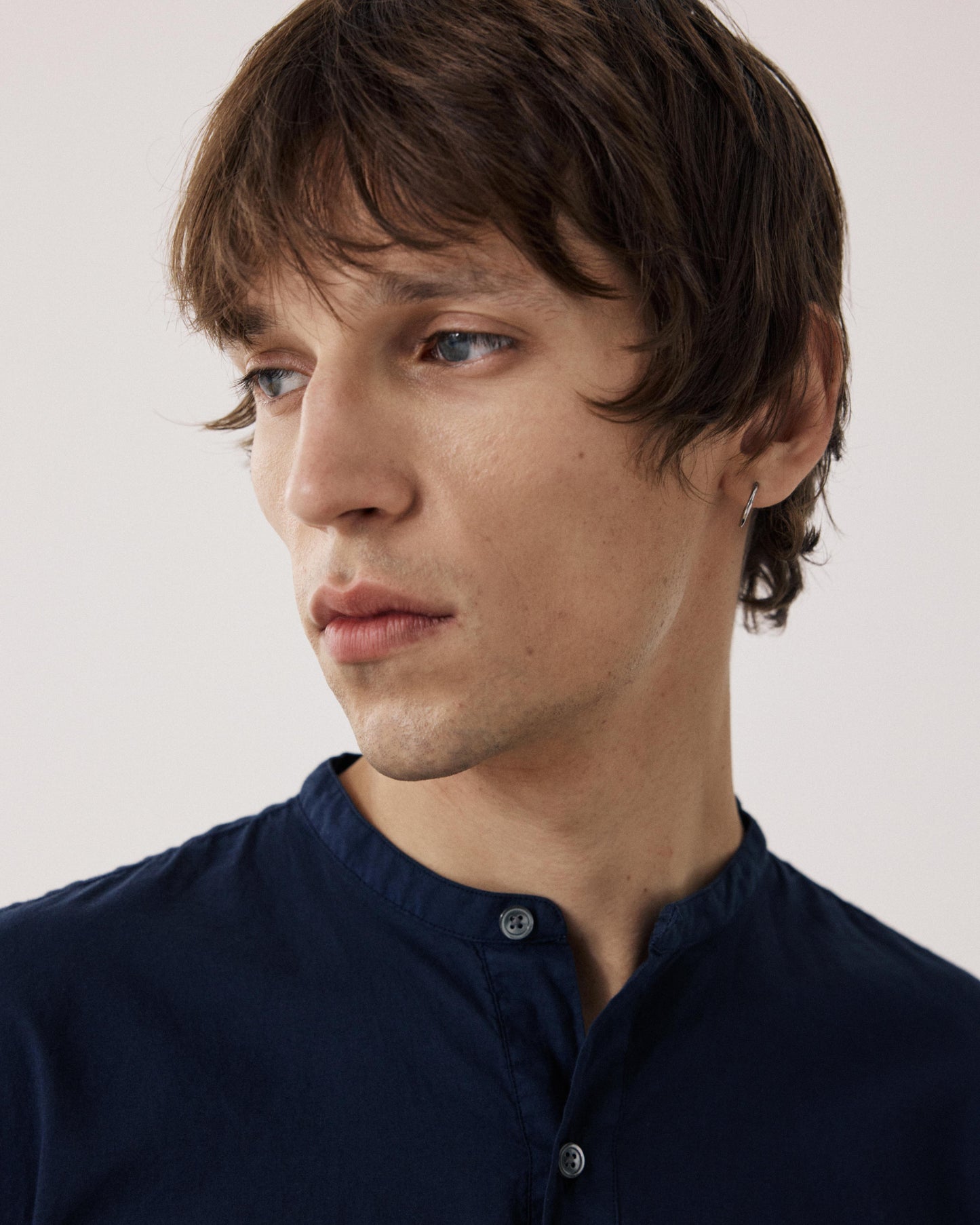 Men's Navy Blue Cotton Voile Shirt Faldo BF08002-59