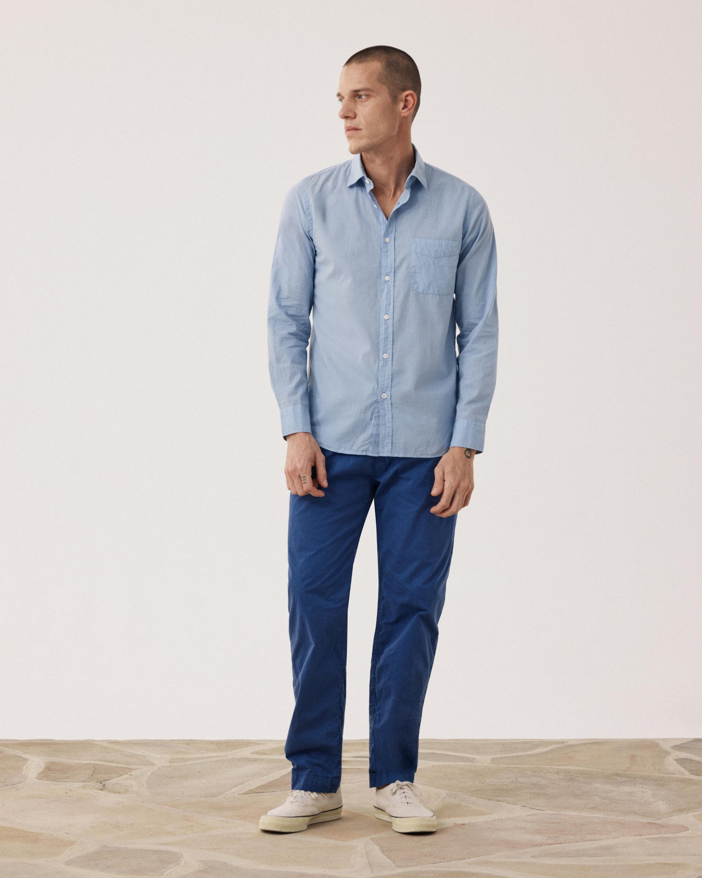 Camisa de hombre en Voile De Algodón azul claro Storm BF09002-64
