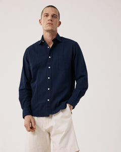 Chemise Homme en Seersucker Bleu Marine Paul