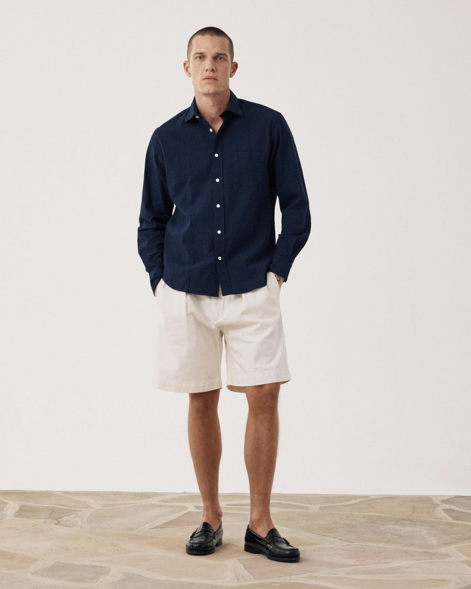 Chemise Homme en Seersucker Bleu Marine Paul - Image alternative
