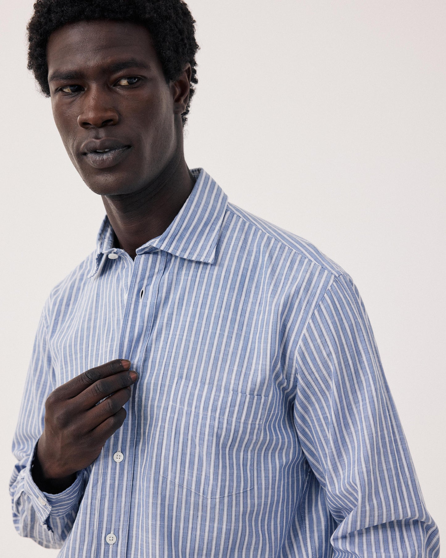 Chemise Homme en Coton Rayé Bleu & Blanc Paul