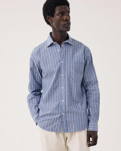 Chemise Homme en Dobby Bleu & Ecru Paul