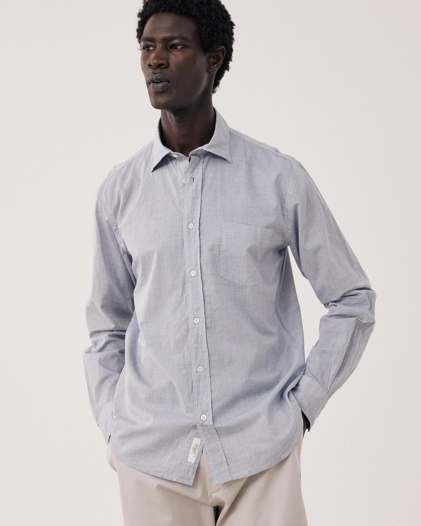 Chemise Homme en Fil-à-fil Bleu Marine Paul