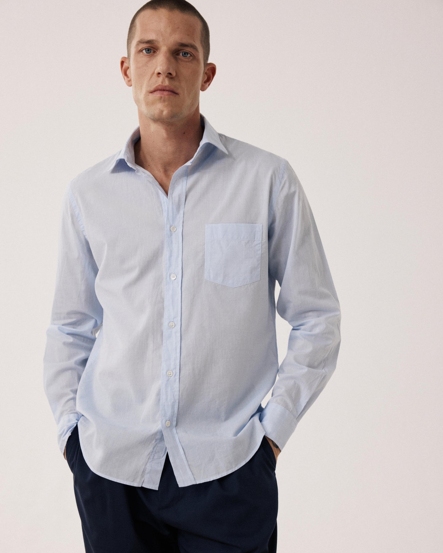 Chemise Homme en Fil-à-fil Bleu Ciel Paul
