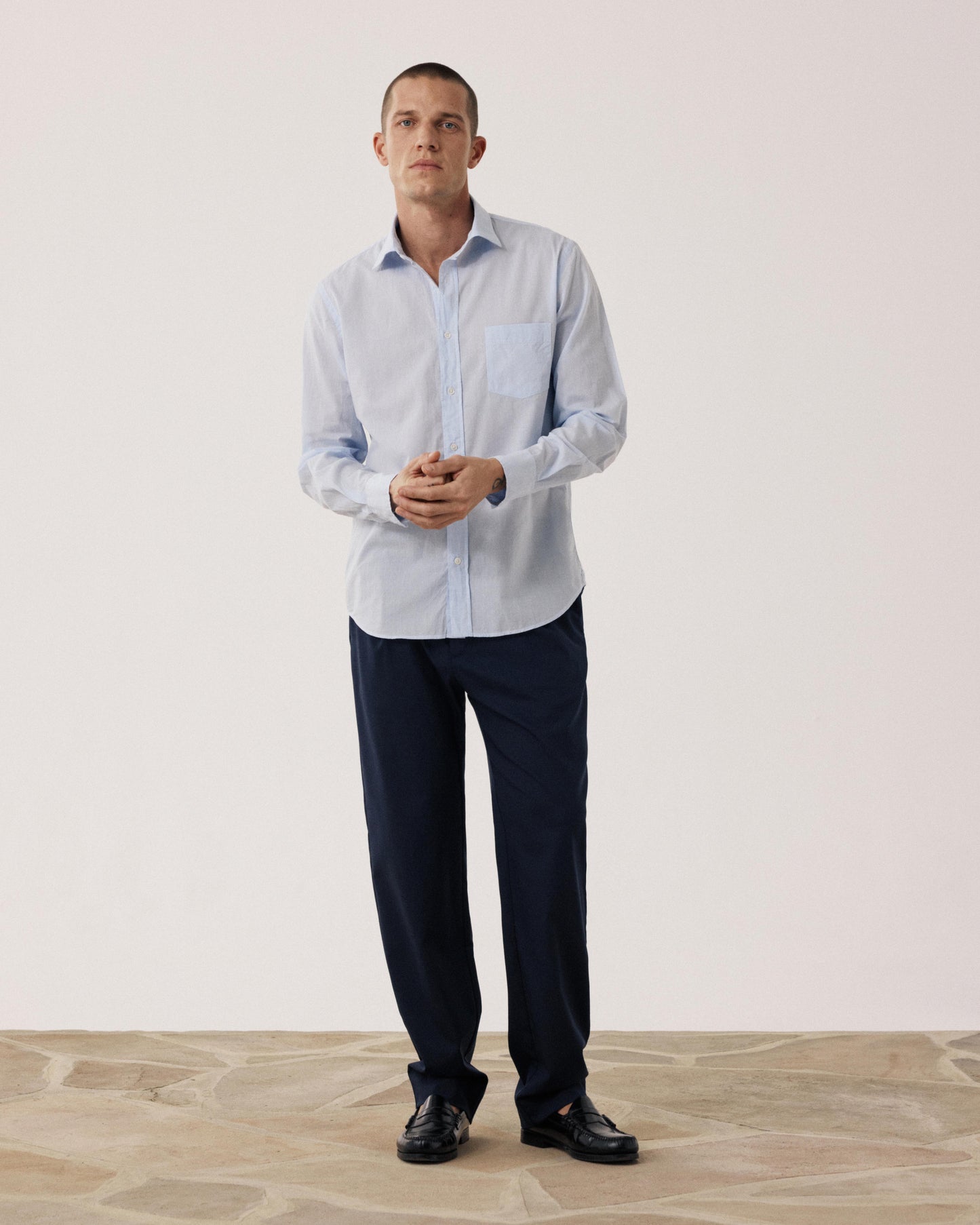 Chemise Homme en Fil-à-fil Bleu Ciel Paul