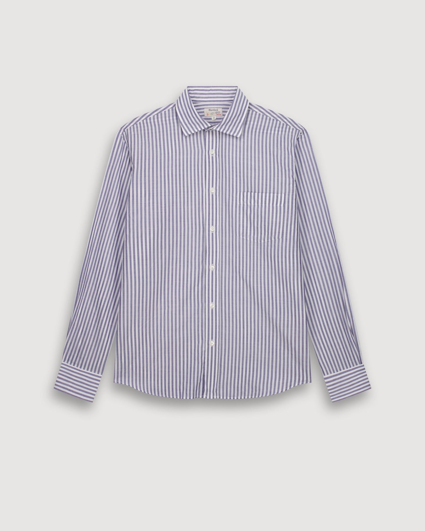 Chemise Homme en Fil-à-fil Rayé Marine & Blanc Paul