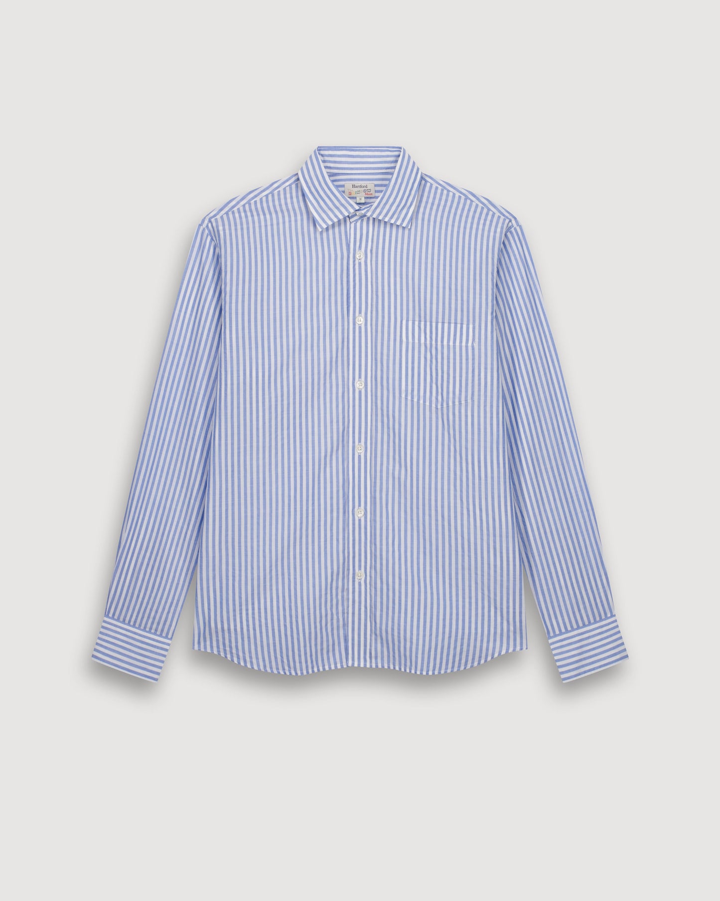 Chemise Homme en Fil-à-fil Rayé Bleu & Blanc Paul