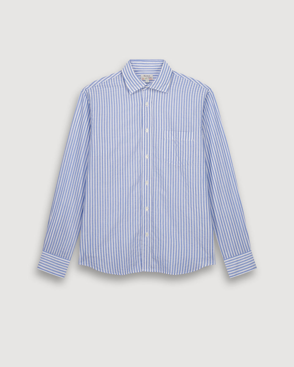 Chemise Homme en Fil-à-fil Rayé Bleu & Blanc Paul - Image 3