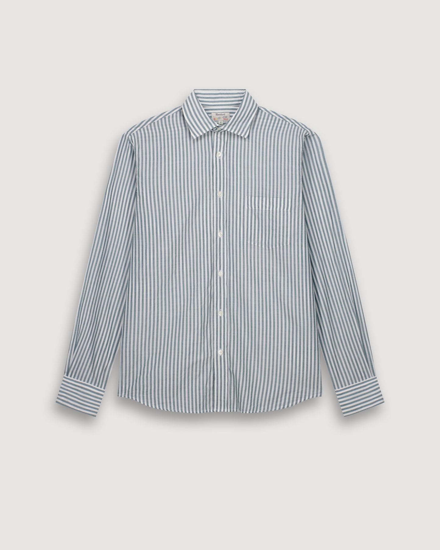 Chemise Homme en Fil-à-fil Rayé Vert & Blanc Paul
