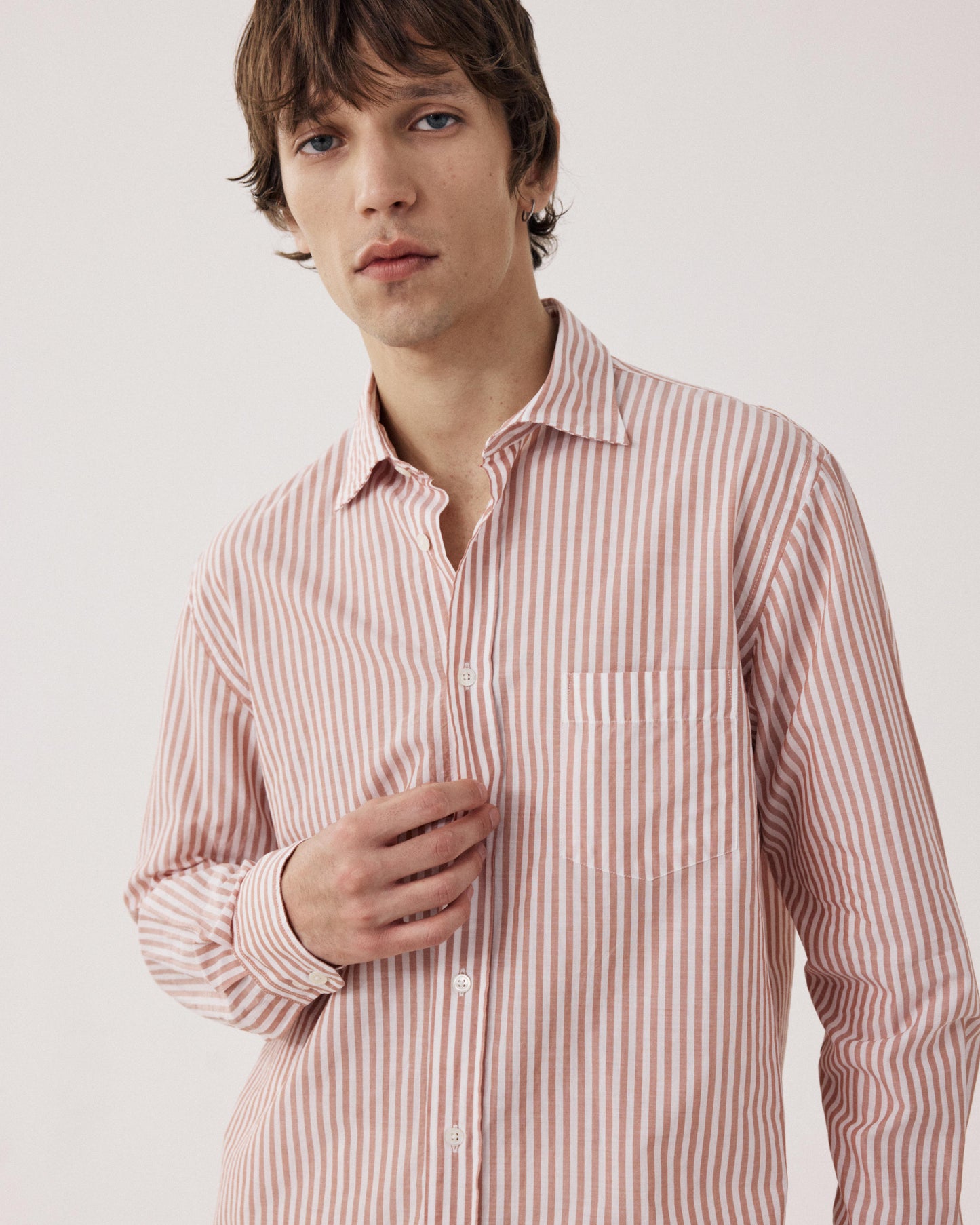 Camisa de hombre de Hilo a Hilo a rayas naranjas y blancas Paul BF11016-05