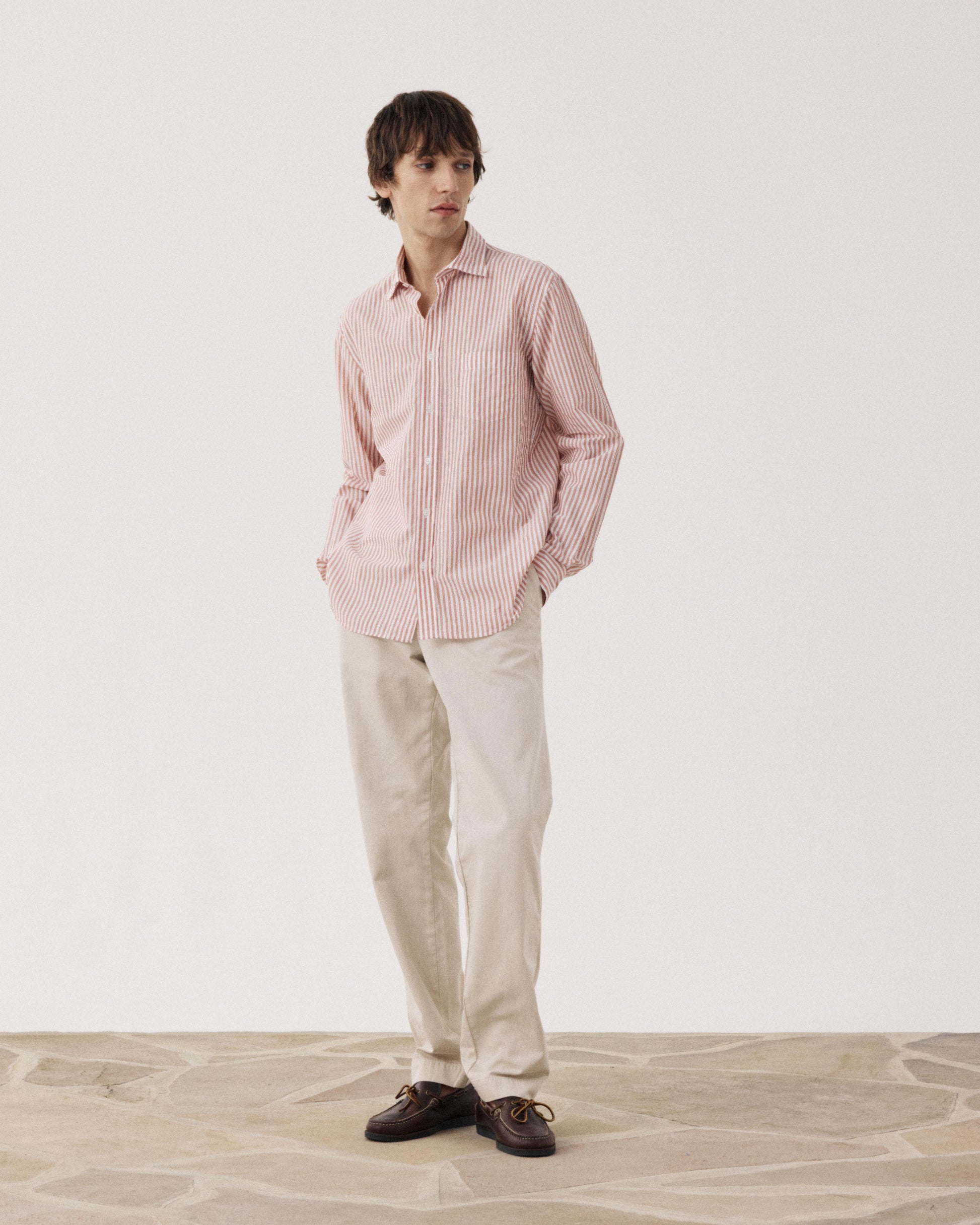 Camisa de hombre de Hilo a Hilo a rayas naranjas y blancas Paul BF11016-05