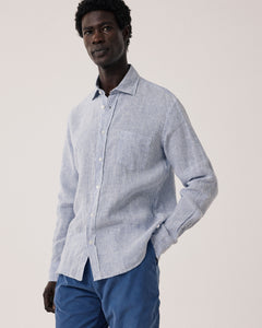 Chemise Homme en Lin à rayures bleues et blanches Paul